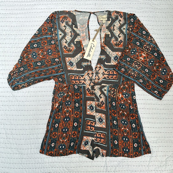 Cleobella Romper One Piece Aztec  Medium NWT Short Indie Hippie Boho - Picture 1 of 16